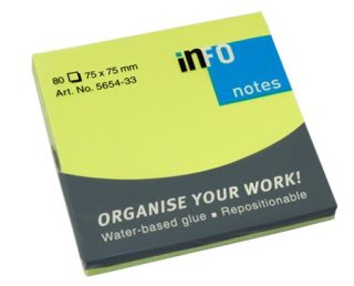 Bloco Notas Adesivo Infonotes 75x75mm Verde Forte