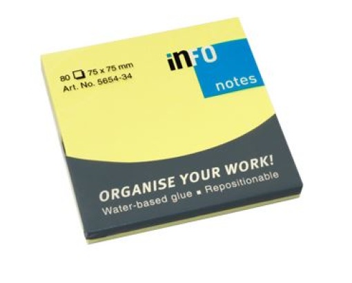 Bloco Notas Adesivo Infonotes 75x75mm Amarelo Forte 100fls