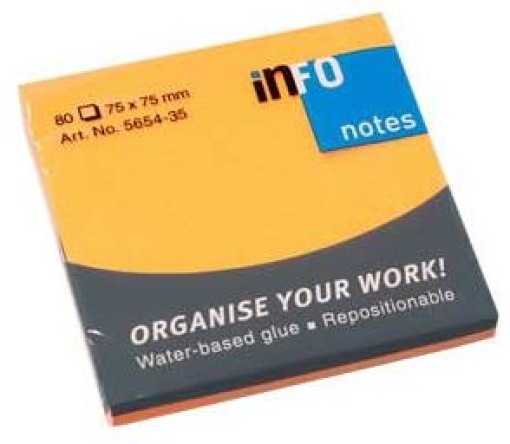 Bloco Notas Adesivo Infonotes 75x75 Laranja Forte