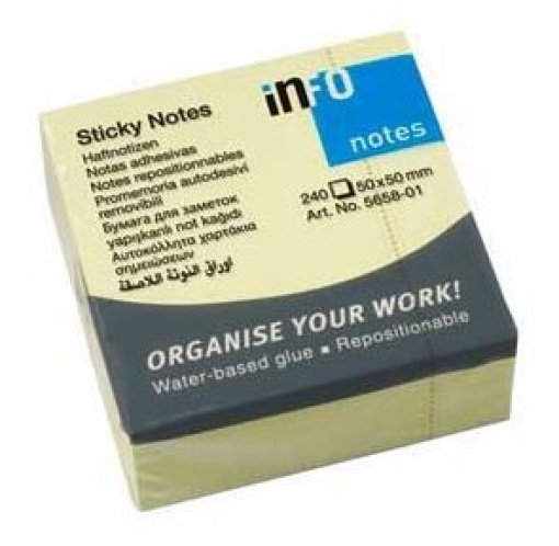 Bloco (Cubo) Adesivo Amarelo 50x50mm 240 Folhas