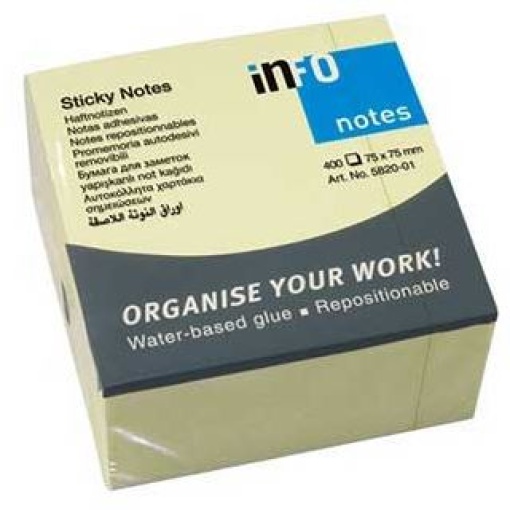 Bloco Notas Adesivas Infonotes Amarelo 75x75mm Bloco C/400fls