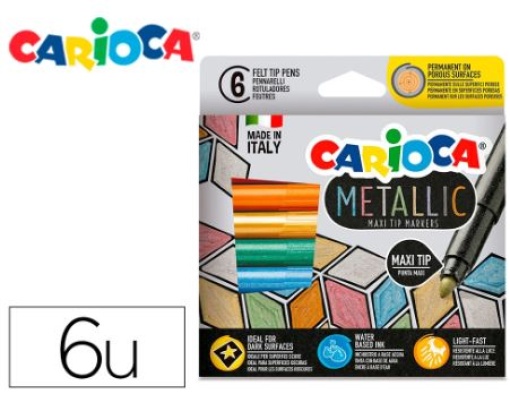 Marcador Carioca Metallic Ponta Maxi 6mm Cx. 6 Cores Sortidas