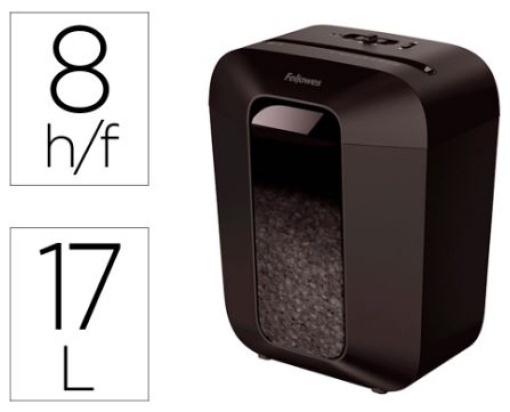 Destruidora Documentos Fellowes LX-41 Capacidade 8fls Seguranca P4 Destroi Agrafes Clips e Cartoes Cesto 17L 