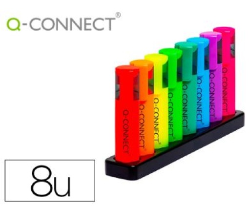 Marcador Fluorescente Q-Connect Neon Ponta Biselada Estojo de Secretaria 8 Cores Sortidas (KF11399)