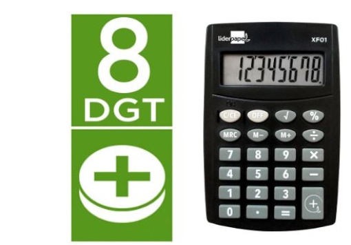 Calculadora Bolso Liderpapel XF01 8Digitos Solar e Pilhas Preta (XF01)