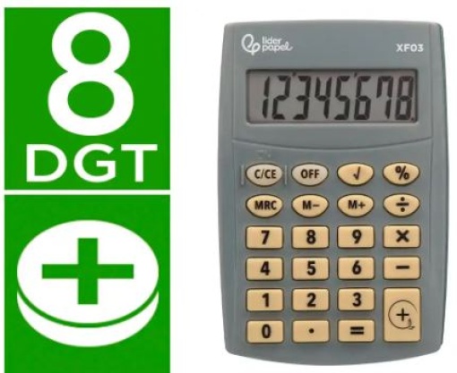 Calculadora Bolso Liderpapel XF03 8Digitos Solar e Pilhas Cinza (XF03)