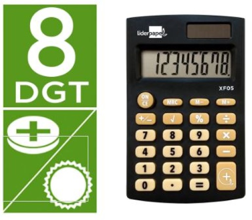 Calculadora Bolso Liderpapel XF05 8Digitos Solar e Pilhas Preta (XF05)