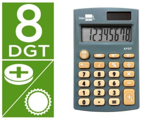Calculadora Bolso Liderpapel XF07 8Digitos Solar e Pilhas Cinza (XF07)