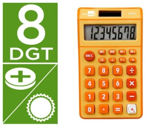 Calculadora Bolso Liderpapel XF10 8Digitos Solar e Pilhas Laranja (XF10)