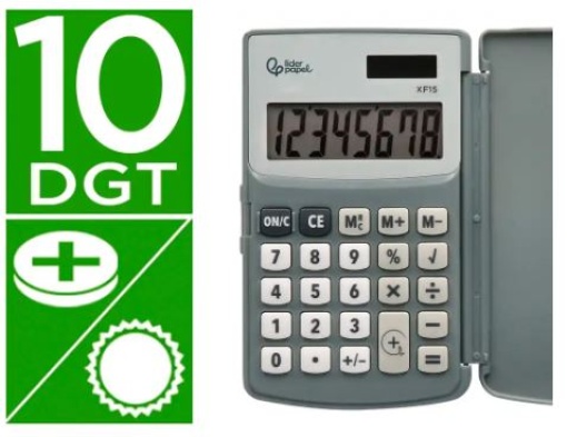 Calculadora Bolso Liderpapel XF15 10Digitos Solar e Pilhas Com Capa Cinza (XF15)