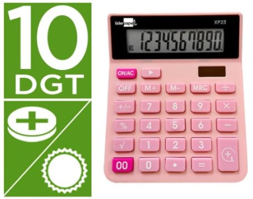 Calculadora Secretaria Liderpapel XF23 10Digitos Solar e Pilhas Rosa (XF23)