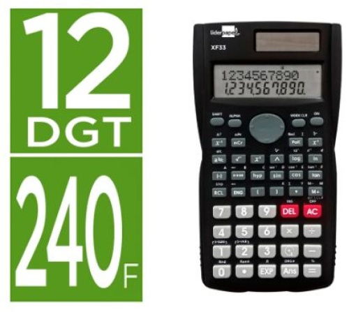 Calculadora Cientifica Liderpapel XF33 12 Digitos 240 Funcoes C/Tampa Solar e Pilhas Preta (XF33)