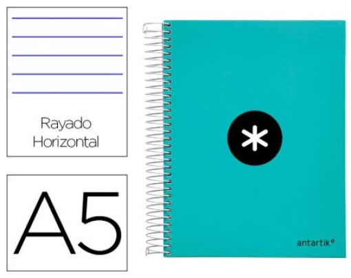Caderno Espiral Liderpapel Antartik A5 Capa Forrada 120F 100gr Pautado Menta (Capa Dura) (KH15) 