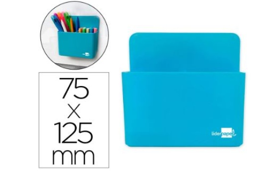 Porta Lapis Liderpapel Plastico Magnetico Azul 125x75x40mm (CB01)