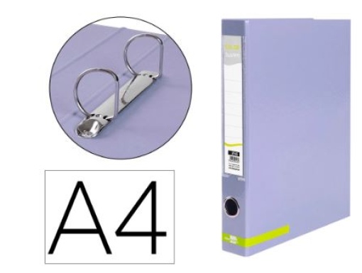 Pasta de Arquivo Liderpapel A4 2Aneis 25mm Forrada Color System com Oculo e Porta Etiqueta Lavanda (AY45)
