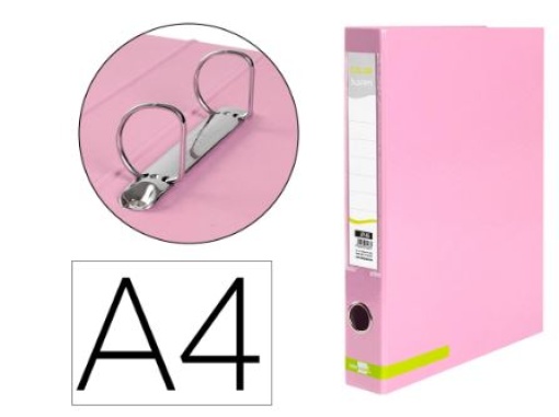 Pasta de Arquivo Liderpapel A4 2Aneis 25mm Forrada Color System com Oculo e Porta Etiqueta Rosa