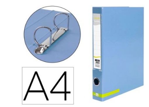 Pasta de Arquivo Liderpapel A4 2Aneis 25mm Forrada Color System com Oculo e Porta Etiqueta Celeste (AY47)