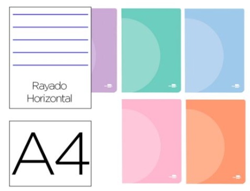 Caderno Agrafado Liderpapel 360 Capa Plastica A4 48Fls 90gr C/Dupla Margem Pautado Cores Pastel Sortidas (LF25)