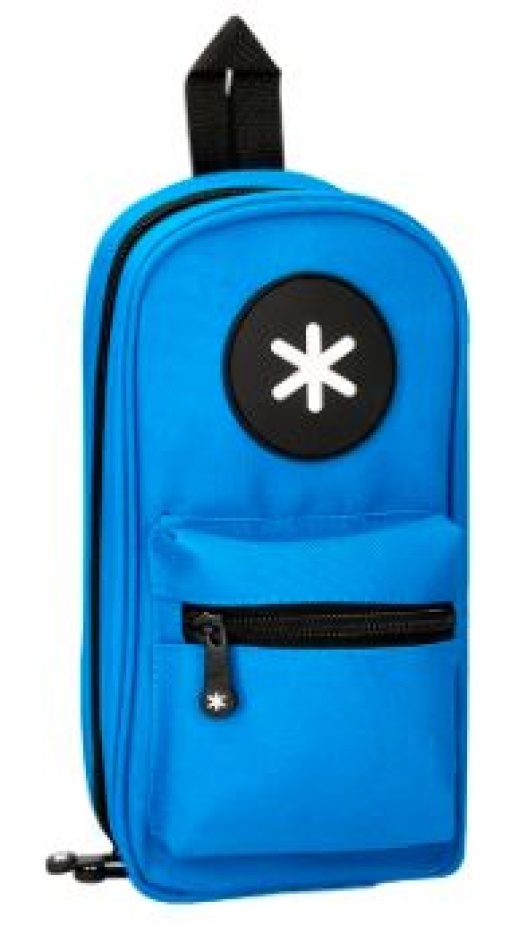 Estojo Escolar Antartik Forma de Mochila com Bolso e 4 Departamentos 230x50x120mm Azul (TK48)