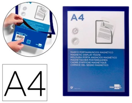 Moldura Porta Anuncios Liderpapel Magnetica A4 Suporte Adesivo Removivel Azul (MA02)