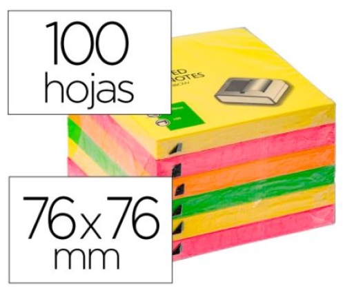 Bloco Notas Adesivas Q-Connect 76x76mm Zig-Zag 80fls Cores Neon Sortidas Pack 6un (KF11402)