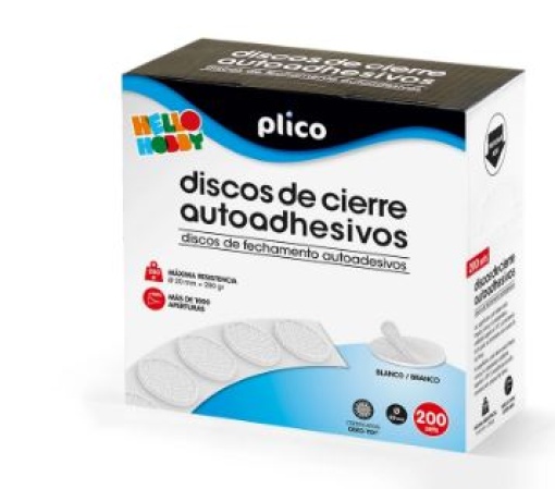 Discos Velco Plico Autoadhesivo 20mm Diametro Blanco Cx.200un