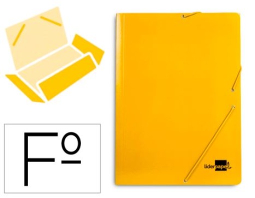 Pasta de Elasticos Liderpapel Folio 3 Abas Cartao Plastificado Amarela (CG96)
