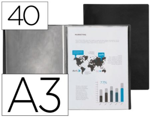 Capa Catalogo Liderpapel 40 Bolsas Polipropileno A3 Preta Opaco (EC49)