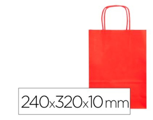 Saco de Papel Q-Connect Celulose Vermelho Com Asa Retorcida 240x320x10mm