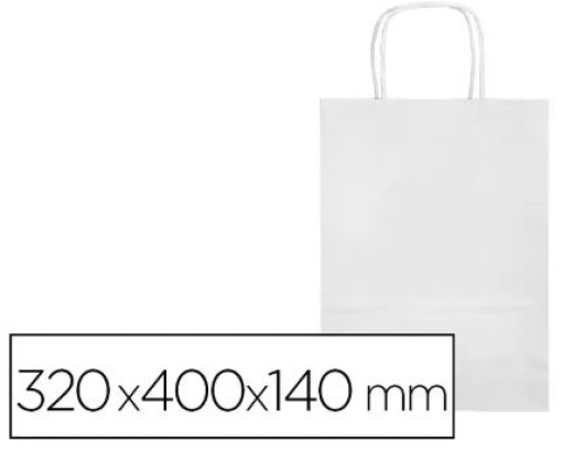 Saco Papel Q-Connect Branco Com Asa Retorcida 320x400x14mm (KF03758)