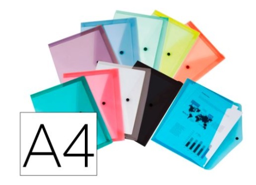 Bolsa Porta Documentos Liderpapel Com Mola A4 Transparente Pack 12uni Cores Sortidas (DS90)