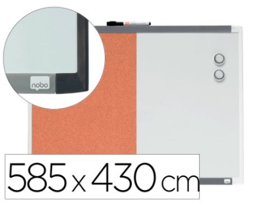 Quadro Branco Nobo Magnetico com Tabuleiro de Cortica 58,5x43cm (1903784)
