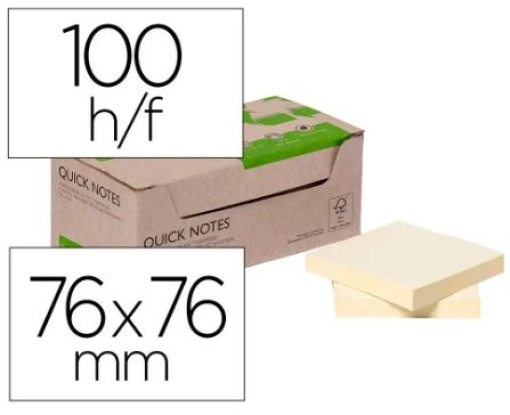 Bloco de Notas Adesivas Q-Connect 76x76mm 100% Papel Reciclado Cores Pastel Caixa de Cartao (KF17324)