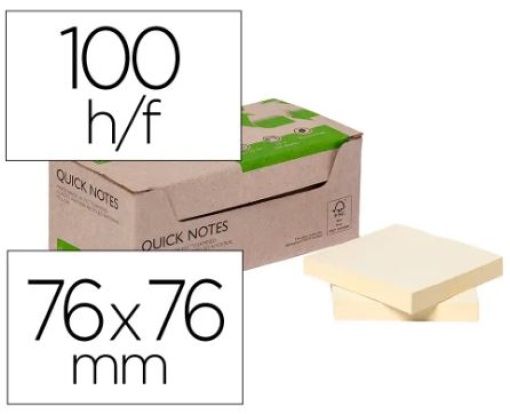 Bloco Notas Adesivas Q-Connect 38x51mm Amarelo 100% Reciclado Cx.12un (KF17323)
