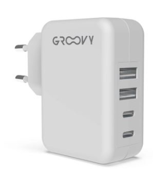 Carregador de Parede Groovy 4 USB Branco