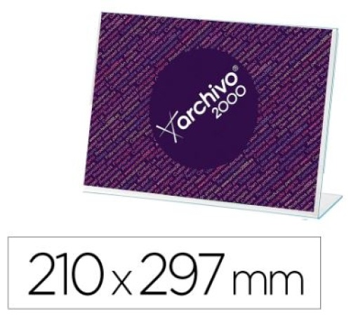 Expositor Secretaria Archivo 2000  forma L Poliestireno Transparente A4 Horizontal Dupla Face 65x300x215mm