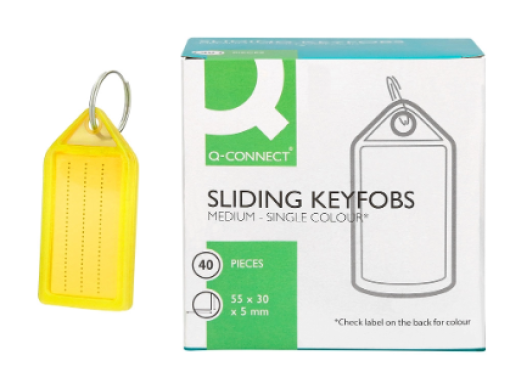 Chaveiro Porta-Etiquetas Q-Connect Premium Amarelo Cx.40un (KF10479)