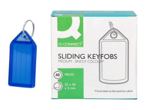 Chaveiro Porta-Etiquetas Q-Connect Premium Azul Cx.40un (KF10480)