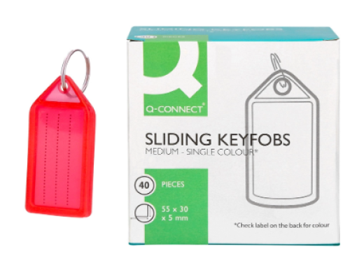 Chaveiro Porta-Etiquetas Q-Connect Premium Vermelho Cx.40un (KF10481)
