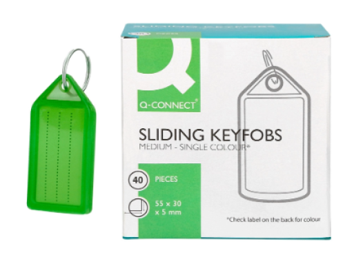 Chaveiro Porta-Etiquetas Q-Connect Premium Verde Cx.40un (KF10482)