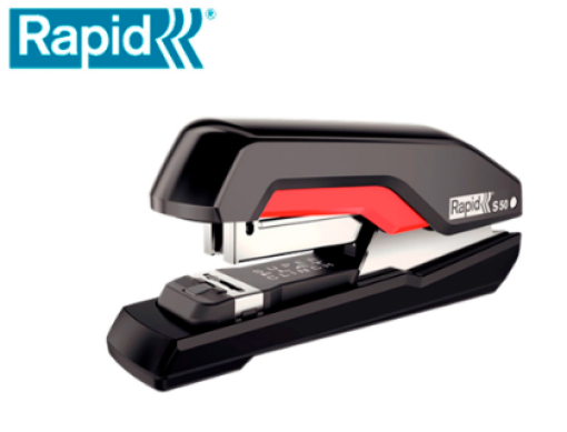 Agrafador Rapid Supreme S50 Plastico Cap.50fls (24/6-8+ - 26/6-8+)Preto/Vermelho (5000544)