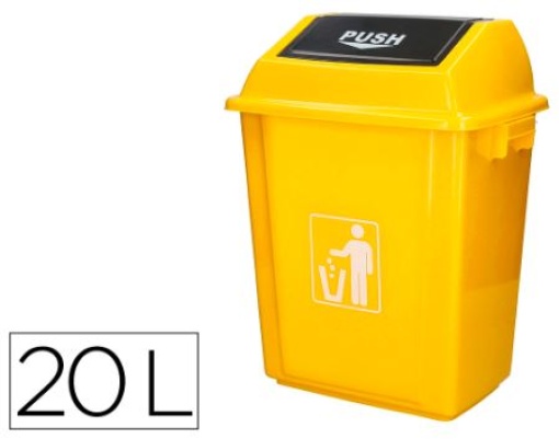 Contentor de Lixo Q-Connect Plastico C/Tampa de Empurrar 20 litros 340x240x450mm Amarelo (KF10064)