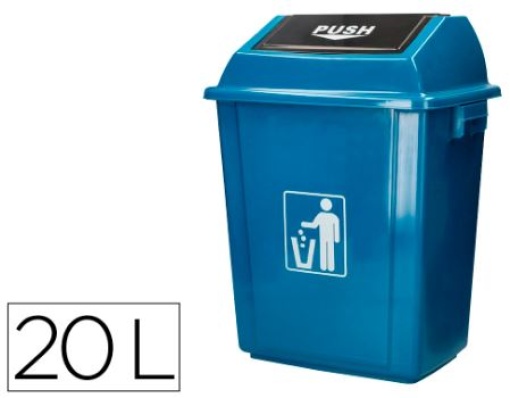 Contentor de Lixo Q-Connect Plastico C/Tampa de Empurrar 20 litros 340x240x450mm Azul (KF10063)