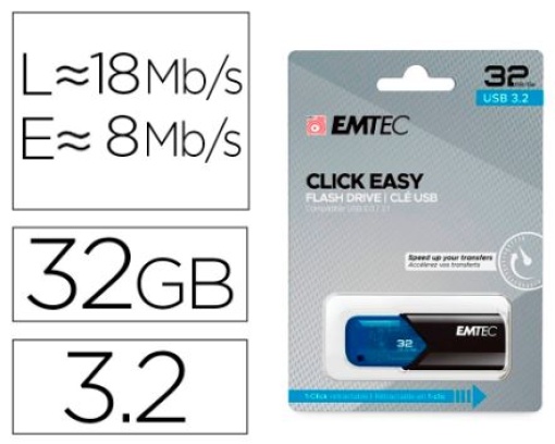 Pen Drive Emtec USB 3.2 Click Easy 32g Azul