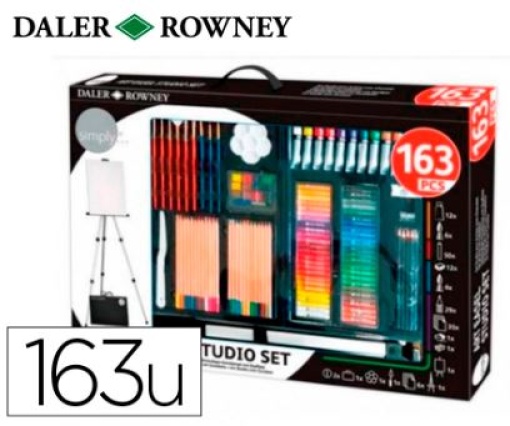 Conjunto de Pinturas Daler Rowney 163 Pecas C/Cavalete de Aluminio Dobravel 500x70x727mm