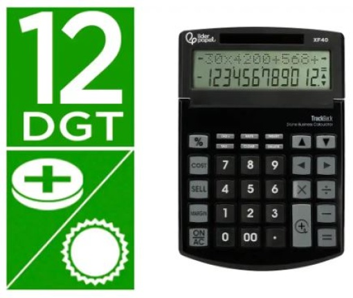 Calculadora Secretaria Liderpapel XF40 12 Digitos  Solar e Pilhas Preta (XF40)
