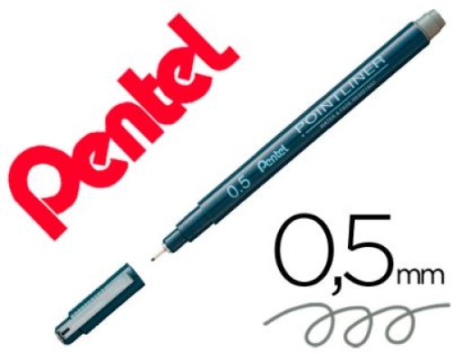 Marcador Pentel Pointliner Com Tinta Pigmentada Cinza Ponta de 0,5mm (S20P-5N)