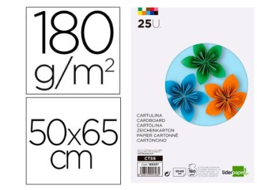 Cartolina Liderpapel 50x65 180gr Pack 25 Cores Sortidas (CT59)