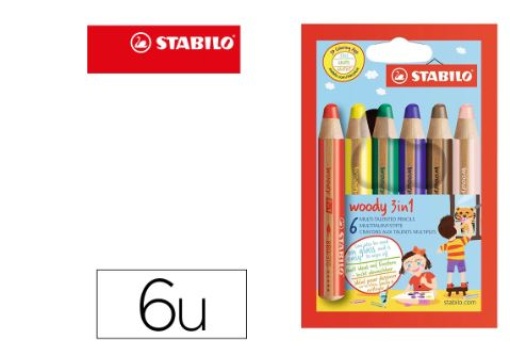Lapis Cor Stabilo Woody 3 em 1 Duo Estojo 6 Cores Sortidas (8826-2)