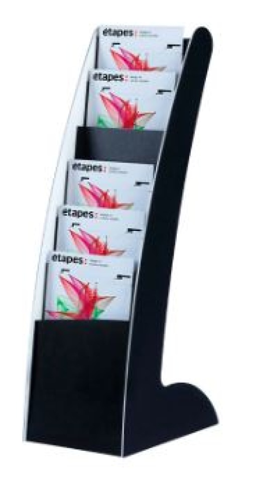 Expositor de Chao Fast-Paperflow Courbo Slim Movel Dupla Face 6 Divisorias Preto (289N.01)